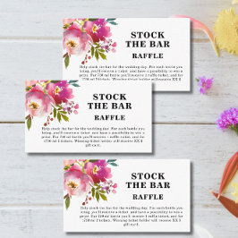 Pink Floral Stock the bar Bridal Shower   Informatiekaartje