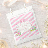 Pink Floral Stripe Let's Par-tea Birthday Bedankzakje (Geknipt)