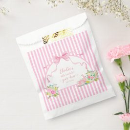 Pink Floral Stripe Let's Par-tea Birthday Bedankzakje