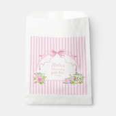 Pink Floral Stripe Let's Par-tea Birthday Bedankzakje (Voorkant)