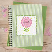 Pink Floral Stripes en Polka Dot Monogrammen Notitieboek