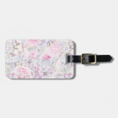 Pink Floral Succulent Illustration Summer Pattern Bagagelabel (Voorkant horizontaal)