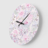 Pink Floral Succulent Illustration Summer Pattern Grote Klok (Hoek)