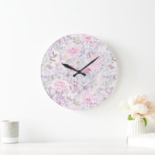 Pink Floral Succulent Illustration Summer Pattern Grote Klok (Huis)