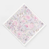 Pink Floral Succulent Illustration Summer Pattern Servet (Hoek)