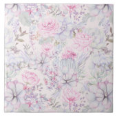 Pink Floral Succulent Illustration Summer Pattern Tegeltje (Voorkant)