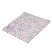 Pink Floral Succulent Illustration Summer Pattern Tegeltje (Zijkant)