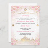 Pink Floral Sukhmani Sahib Path Invitation  Kaart (Voorkant / Achterkant)