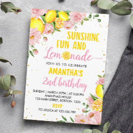 Pink Floral Sunshine Lemonade Uitnodiging voor ver