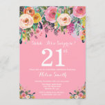 Pink Floral Surprise 21st Birthday Invitation Kaart<br><div class="desc">Roze Floral verrassend 21e verjaardag uitnodiging voor vrouwen. Waterverf Floral Flower. Roze achtergrond. Roze, geel, Oranje, Paars ventilator. Volwassen verjaardag. 13e 15e 16e 18e 21e 30e 40e 50e 60e 70e 90e 100e, Alle leeftijden. Voor verdere aanpassing, te klikken gelieve de knoop "van de Aanpassing het"en ons ontwerphulpmiddel te gebruiken om...</div>