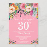 Pink Floral Surprise 30th Birthday Invitation Kaart<br><div class="desc">Roze Floral verrassend 30e verjaardag uitnodiging voor vrouwen. Waterverf Floral Flower. Roze achtergrond. Roze, geel, Oranje, Paars ventilator. Volwassen verjaardag. 13e 15e 16e 18e 21e 30e 40e 50e 60e 70e 90e 100e, Alle leeftijden. Voor verdere aanpassing, te klikken gelieve de knoop "van de Aanpassing het"en ons ontwerphulpmiddel te gebruiken om...</div>