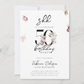 Pink Floral Surprise 50th Birthday Party Kaart (Voorkant)