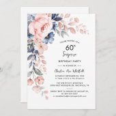 Pink Floral Surprise 60th Birthday Kaart (Voorkant / Achterkant)