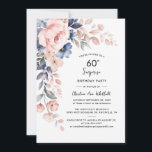 Pink Floral Surprise 60th Birthday Kaart<br><div class="desc">Dusty Blue Pink Floral verrassend 60th Birthday party nodigt u uit om eenvoudig aan te passen met uw partijdetails door op de knop 'Personalize' te klikken.</div>