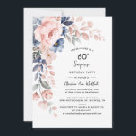Pink Floral Surprise 60th Birthday Kaart<br><div class="desc">Dusty Blue Pink Floral verrassend 60th Birthday party nodigt u uit om eenvoudig aan te passen met uw partijdetails door op de knop 'Personalize' te klikken.</div>