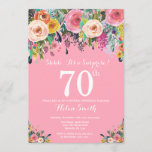 Pink Floral Surprise 70th Birthday Invitation Kaart<br><div class="desc">Pink Floral Surprise 70th Birthday Invitation for Women. Waterverf Floral Flower. Roze achtergrond. Roze, geel, Oranje, Paars ventilator. Volwassen verjaardag. 13e 15e 16e 18e 21e 30e 40e 50e 60e 70e 90e 100e, Alle leeftijden. Voor verdere aanpassing, te klikken gelieve de knoop "van de Aanpassing het"en ons ontwerphulpmiddel te gebruiken om...</div>