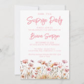 Pink Floral Surprise Birthday Party Kaart (Voorkant)