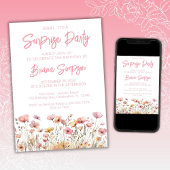 Pink Floral Surprise Birthday Party Kaart