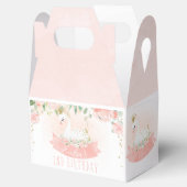 Pink Floral Swan Princess Birthday Favor Box Bedankdoosjes (Geopend)