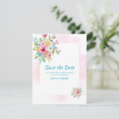 Pink Floral Sweet 16 Flat Save the Date Kaart (Staand voorkant)