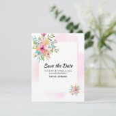 Pink Floral Sweet 16 Flat Save the Date Kaart (Staand voorkant)