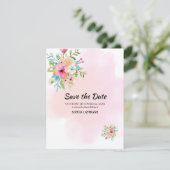 Pink Floral Sweet 16 Flat Save the Date Kaart (Staand voorkant)