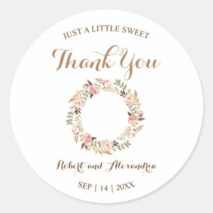 Pink Floral Sweet Treat Weddenschap Bedankt Ronde Sticker