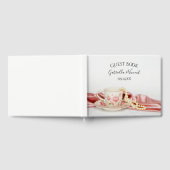 Pink Floral Tea Cup en Pearls Wedding Gastenboek (Volledig)