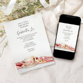 Pink Floral Tea Cup met Baby shower Pearls Kaart