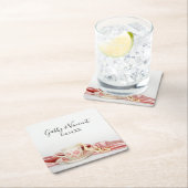 Pink Floral Tea Cup met parelbruiloft Kartonnen Onderzetters (Insitu)