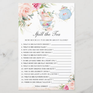 Pink Floral Tea Party Vrijgezellenfeest Spill the