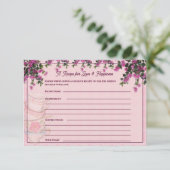 Pink Floral Teacups Bridal Shower Recipe Card Informatiekaartje (Staand voorkant)