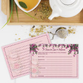 Pink Floral Teacups Bridal Shower Recipe Card Informatiekaartje