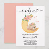 Pink Floral Teddy Bear Baby shower Invitation Kaart (Voorkant / Achterkant)