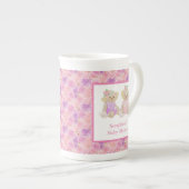 Pink Floral Teddy Bear Tea Party Baby shower Porselein Kop (Voorkant rechts)