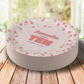 Pink Floral Tenth Birthday Girl Party Custom Papieren Bordje