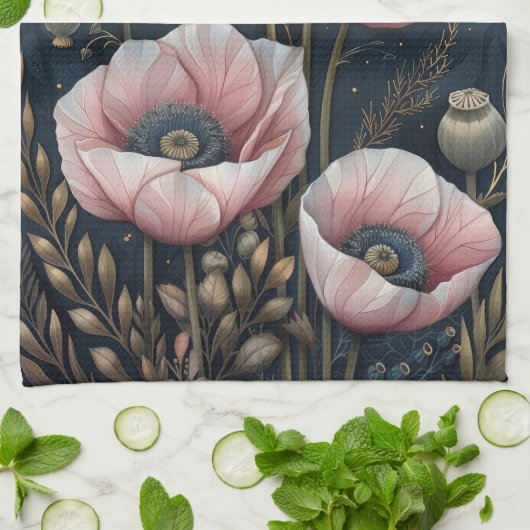 Pink Floral Theedoek (Gevouwen)