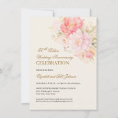 Pink Floral Theme Gold 50th Wedding Anniversary Kaart (Voorkant)