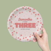 Pink Floral Third Birthday Girl Party Custom Papieren Bordje
