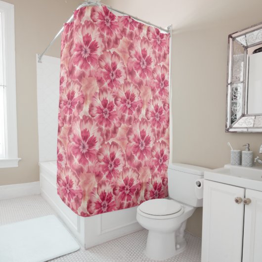 Pink Floral Tie Dye Douchegordijn (In situ)