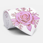 PINK FLORAL Tie Stropdas (Opgerold)
