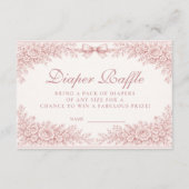 Pink Floral Toile Diapper Raffle Informatiekaartje (Voorkant)