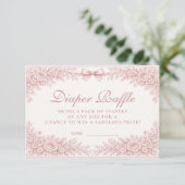 Pink Floral Toile Diapper Raffle Informatiekaartje (Staand voorkant)
