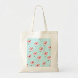 Pink Floral Tote Bag – Blue Pastel Pattern
