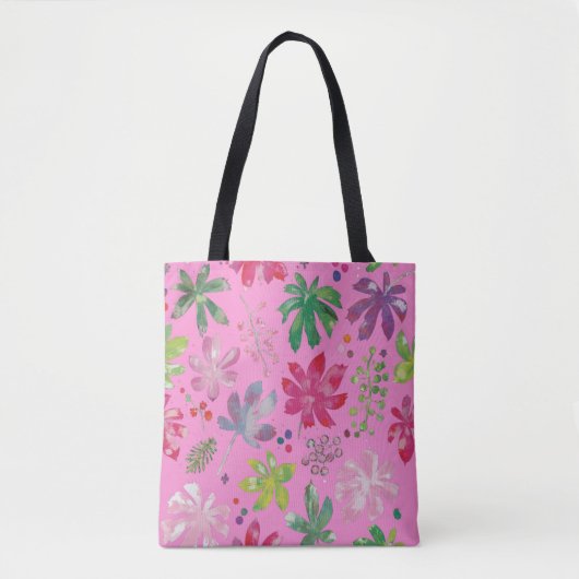 Pink Floral Tote Bag – Cute Botanical Pattern (Voorkant)