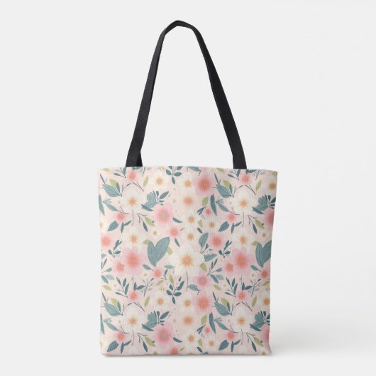 Pink Floral Tote Bag- Over The Shoulder Tote Bag (Achterkant)