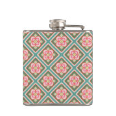 Pink Floral Trellis  bloempatroon Heupfles (Achterkant)