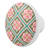 Pink Floral Trellis  bloempatroon Keramische Knop (Rechts)