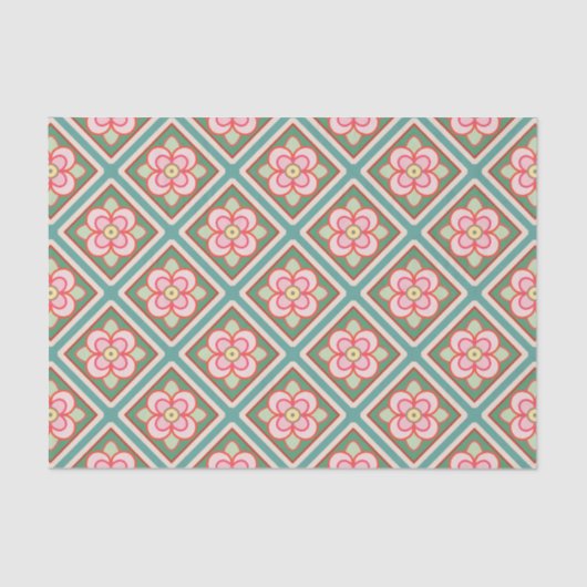 Pink Floral Trellis  bloempatroon Tissuepapier (Voorkant)