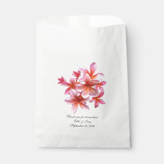 Pink Floral Tropical Plumeria Wedding Gift Bags Bedankzakje (Voorkant)